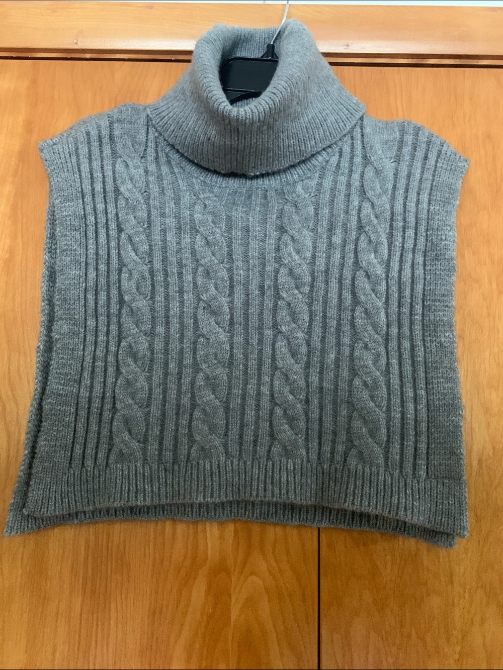Rachel Zoe Turtleneck Cable-Knit Sweater cozy open side vest mini poncho dickey